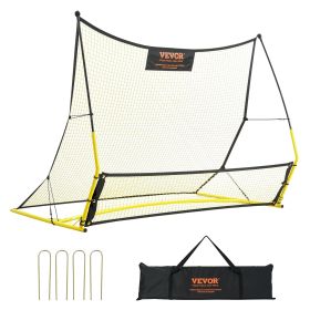VEVOR Soccer Trainer, 2-IN-1 Portable Soccer Rebounder Net, 71"x40" Iron Soccer Practice Equipment, Sports Football Rebounder Wall with Portable Bag