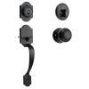 VEVOR Front Door Handle and Deadbolt Set, Matte Black Front Door Lock Set with Interior Knob, Adjustable Hole Spacing Single Cylinder Handleset