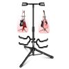 5 Core Guitar Stand Adjustable Double Guitars Stands Floor w Neck Holder Universal Supports for Acoustic Electric Classic Bass Instrument Folding Port