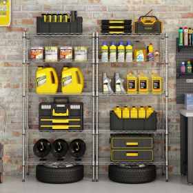 5 Tier Rectangular Metal Storage Rack Silver Gray Heavy Duty Carbon Steel Shelving Unit Adjustable Freestanding Organizer for Kitchen Garage Pant