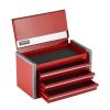 Tool Box 8.6-inch Portable Metal Tool Box 3 Drawers Tool Organizer Red