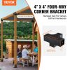 VEVOR Pergola Bracket Kit 4''x4'', 2pcs 4-Way Heavy Duty Corner Bracket Woodworks DIY Post Base Kit, Easy Installation Wooden Beams for Gazebos