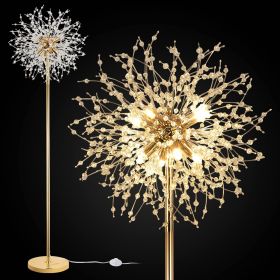Bedroom Crystal Floor Lamp,,69 Inch High Pole Lamp,Modern Room Decorative Floor Lamp,Includes 32 Fireworks Crystal Suspenders, Chrome Finish Unav (Option: Golden)