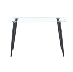 Glass Dinning Table 120 70 ,black Metal Leg , Dinning Table For 4 Seats Office Table Computer Desk (Color: Black)