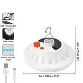 Rechargeable 60 LED Outdoor Camping Tent Light USB & Solar Lantern Hiking Lamp (Color: White)