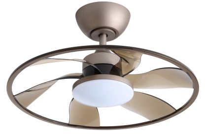 Light Pro 22 In. LED Indoor Coffee Smart Ceiling Fan With Remote Control (Color: Coffee)