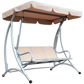 Outdoor Swing Chair Bench With Stand And Adjustable Canopy Porch Swing For Patio Garden (Color: Beige)