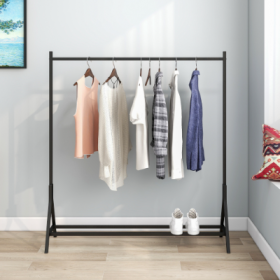 Garment Rack Freestanding Hanger Multi-functional Single Pole Bedroom Clothing Rack Bedroom (Color: Black)