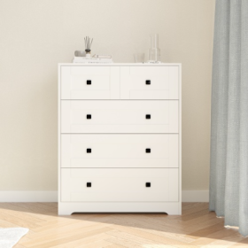 Chest Of Drawer With 5 Drawers White Color Farm Door (Option: Ancient White)