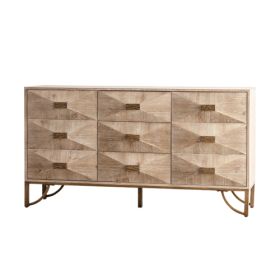9 Drawers Dresser, Modern Dressers & Chests Of Drawers, TV Stand,Light Wood Dresser For Bedroom,Living Room,Hallway (Option: Natural Wood)