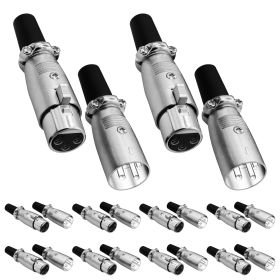 5Core XLR Connector Male Female to 1/4 Audio Jack 3 Pin Secure Mic Plug w Locking Ends (SKU: 10 Pair)
