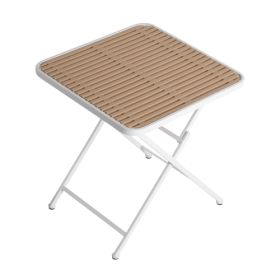 Modern Folding Square Table - Indoor And Outdoor Multi-functional Table - Polypropylene Tabletop With Metal Legs, Suitable For Dining Rooms, Livi (Option: KhakiWhite)